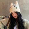 Rabbit Ear Hat for Women InsStyle Knitting Hat Anime Cosplay Costume Hat Outdoor Skiing Hiking Hat Windproof Warm Cap