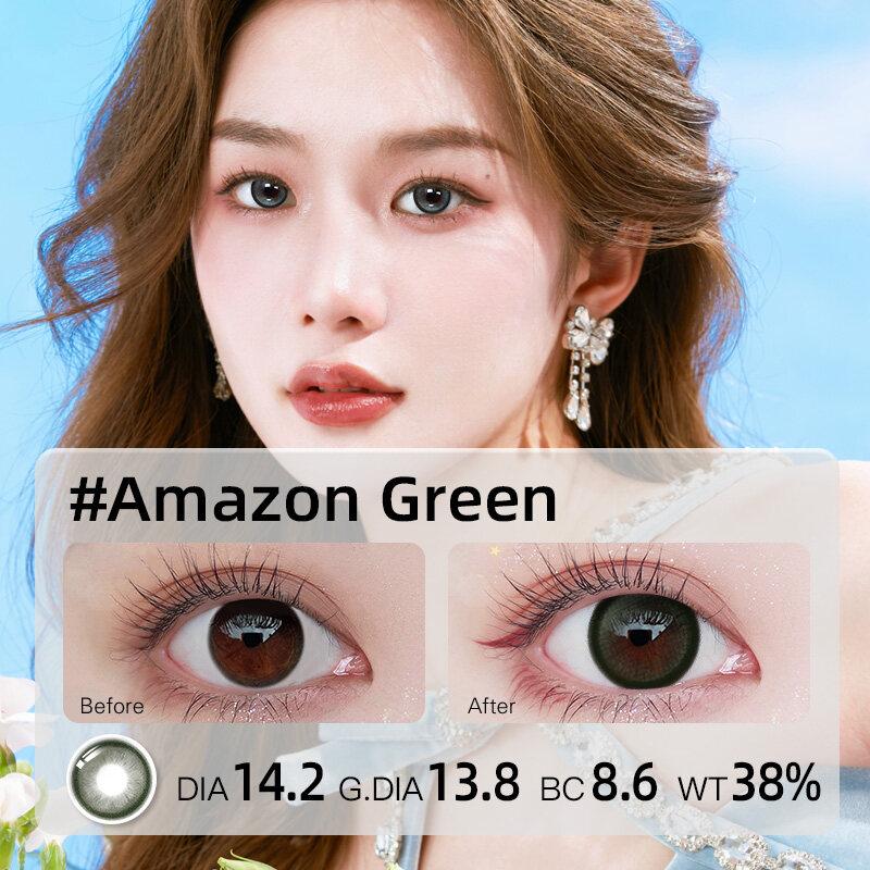 Mrs.H New Arraived Contact Lenses With Power 0-800 Green  Blue Lens 6 Month 2Pcs