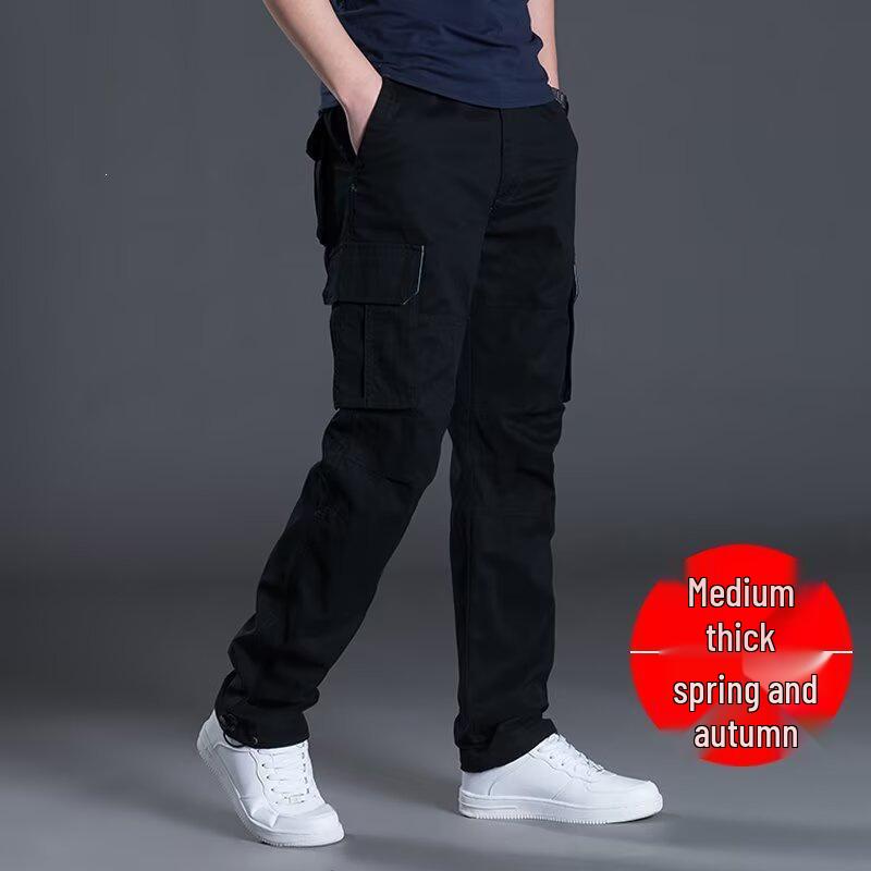 2025 Men's Multi-Pocket Loose Work Pants, Spring/Autumn Casual Straight-Leg Style