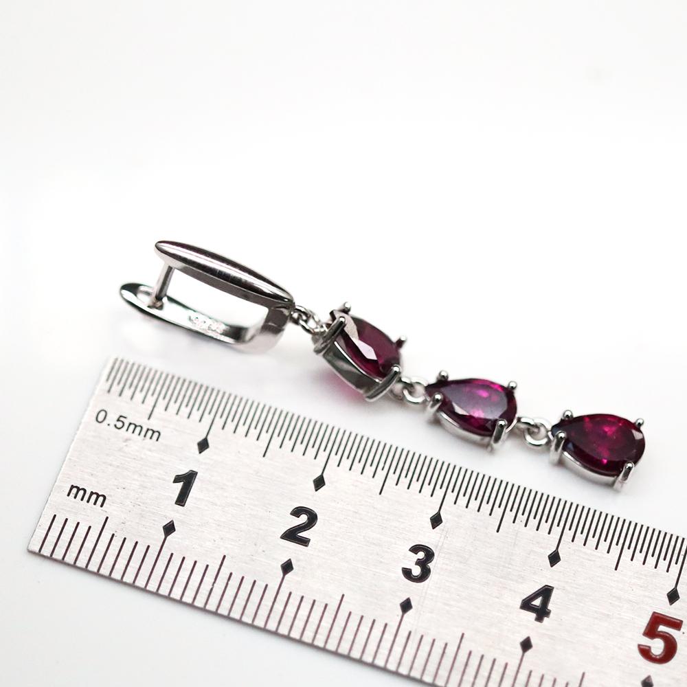 Long Earring with Brazil Rhodolite Garnet Pear 5*8mm 6 Pieces 5ct Natural Gemstone Fine Jewelry 925 Sterling Silver for Women