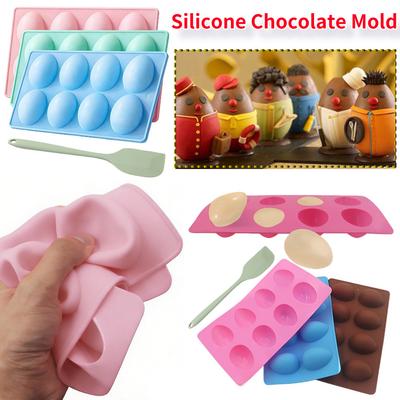 8-Cavity Egg Shaped Silicone Molds Baking Supplies 3Pcs Egg Shaped Cake Pop Molds for DIY Cake Decoration Chocolate Candy Jello