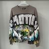 Ulica Retro Nadruk Obcy Hip Hop Mężczyźni I Kobiety Luźny Casual Długi Rękaw Koszulka Trend