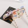 Chic Simple Floral Pattern PU Leather Case for iPhone 16e 11 12 13 14 15 Pro Max  Plus Long Lanyard Mirror Card Holder