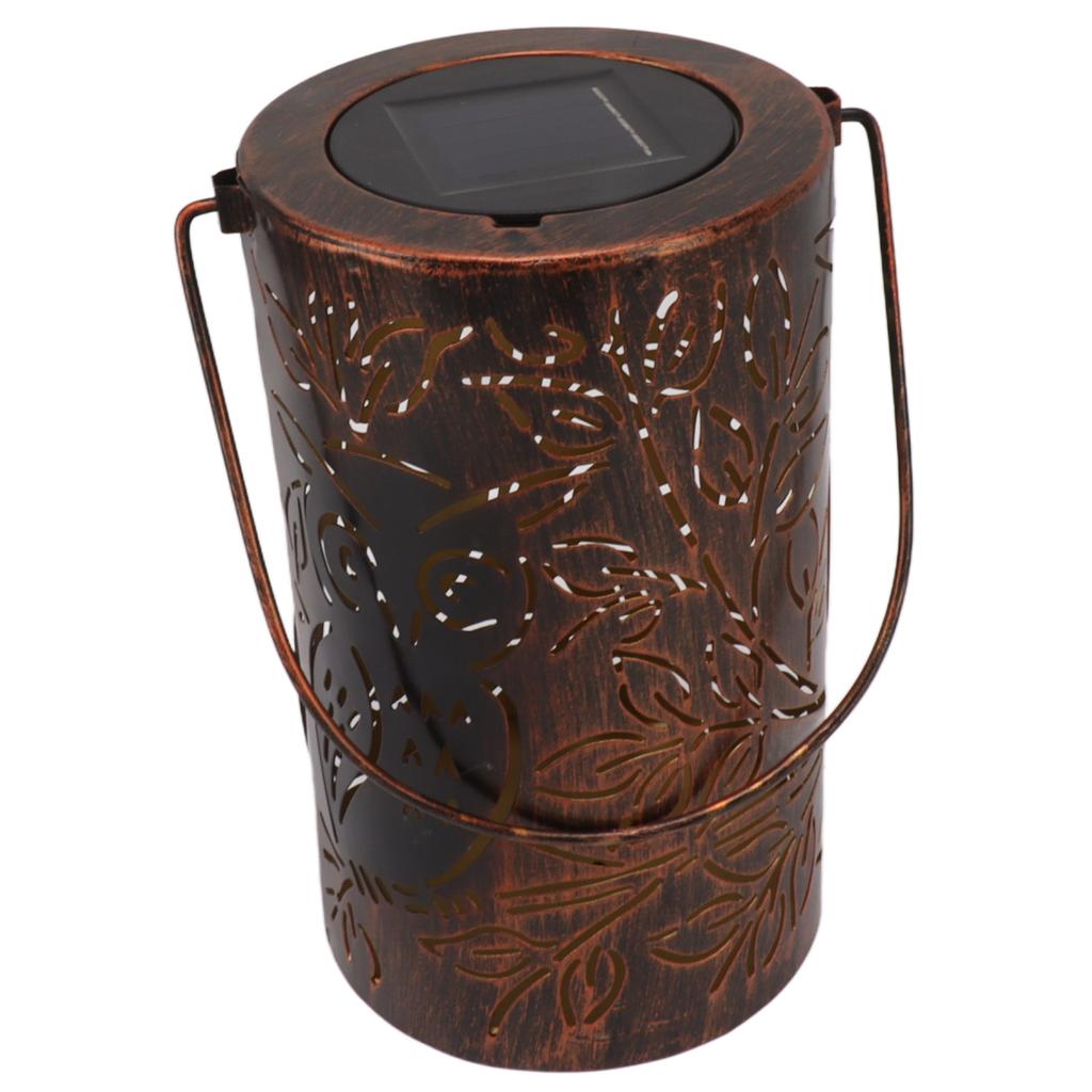 Hanging Solar Lantern Owl LED Garden Solar Light Red Copper Owl Lantern Outdoor Waterproof Metal Decorative Light for