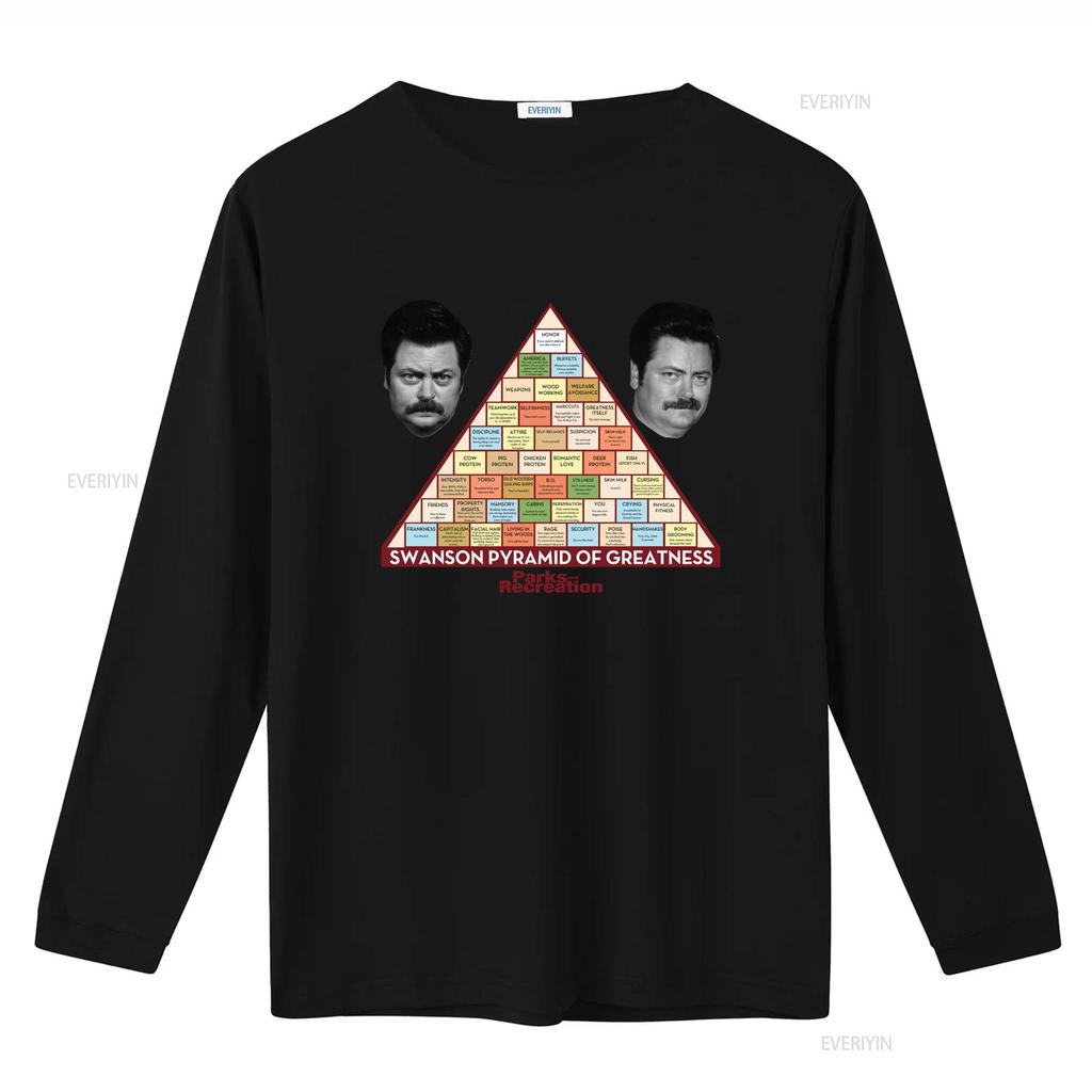 Mens Parks and Recreation Swanson Pyramid Of Greatness T Shirt Unique Design for Fans Vintage Washed Designer Clothes