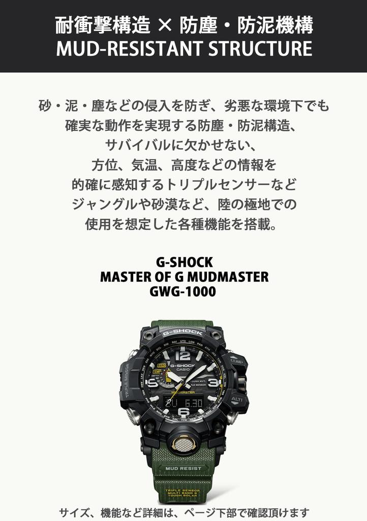 Casio MUDMASTER Solaruhr Grün G-Shock Funkgesteuert GWG-1000-1A3JF Herren
