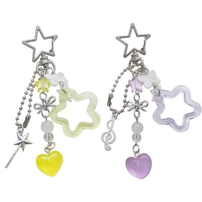  Porte-clés Pendentif Étoile Cœur Nœud Mignon Simple Pour Femmes Filles Anneau de Clés de Voiture Accessoires de Décoration de Sac à Dos Exquis Cadeaux