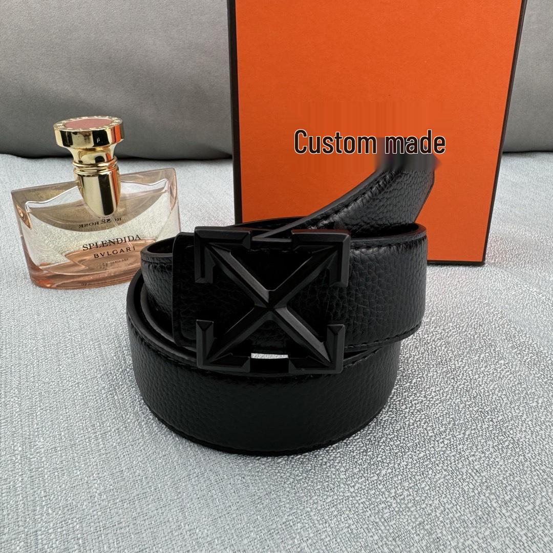 Cross-Border X-Buckle 4.0cm Litchi Grain Men s Belt – Trendy, Casual, Versatile Style 110cm