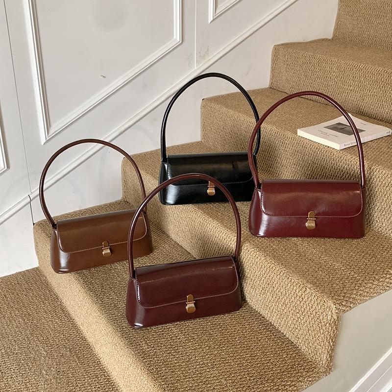 Vintage Underarm Bag Textured Women's Bag Autumn Shoulder Bag Fashion Tote Bag Baguette Bag