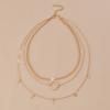 Europe, America, Europe and America Popular Geometric Circle Pearl Rhombus Fringed Women's Multi-layer Metal Necklace