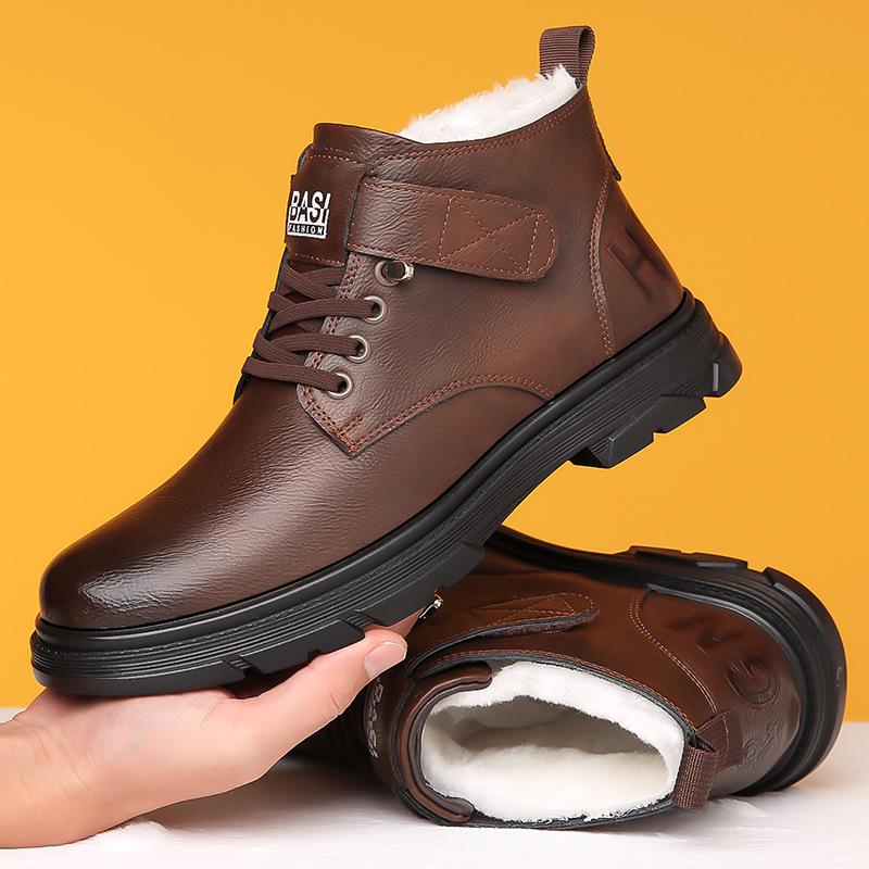 2024 Autumn/Winter Men's Plus-Velvet Warm Leather Martin Snow Boots