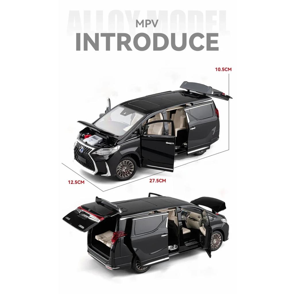 1/18 Lexuss LM300 MPV Alaşım Kaslı Araba Modeli Ses ve Işık Geri Çekmeli Oyuncak Koleksiyonluk Doğum Günü Hediyesi