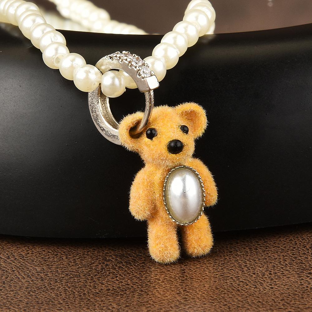 

Adorable Plush Bear Pearl Necklace For Women With Chic Fashionable Design And Unique Charm Plush Bear Pendant Pearl