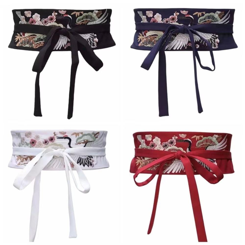 Flower Pattern Hanfu Cummerbund Crane Phoenix Flower Corset Belt Dress Girdle Hanfu Costume