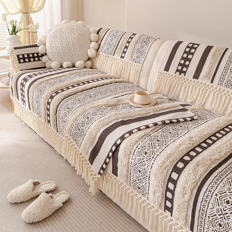 Cotton And Linen Sofa Cushion, Four-Season Universal Non-Slip Seat Cushion, Bohemian Wind B & B, Thickened Linen Sofa Cover Cover Cloth