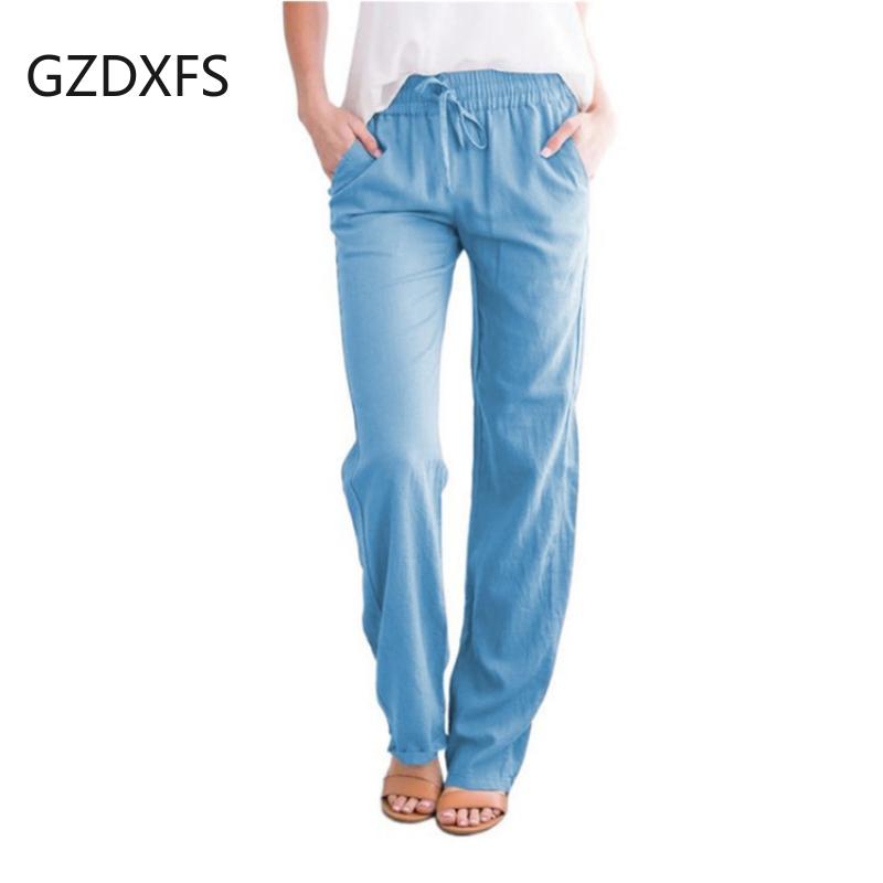 

Весенне-летние новые свободные модные повседневные широкие брюки с однотонным ремешком 3XL небесно-синий