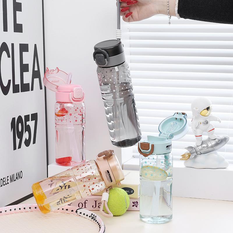Water Bottle New Large Capacity Outdoor Double Drinking Cup High Value Portable Male and Female Students Plastic Water Cup Summer Sports Kettle