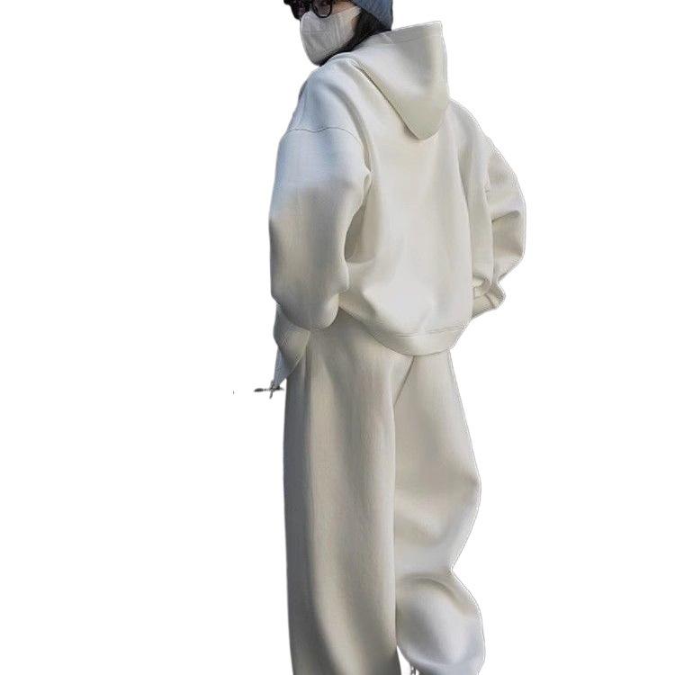 Dámská 2025 Street Style Zesílená Mikina s Kapucí & Kalhoty se Širokými Nohavicemi Dvoudílná Tepláková Souprava