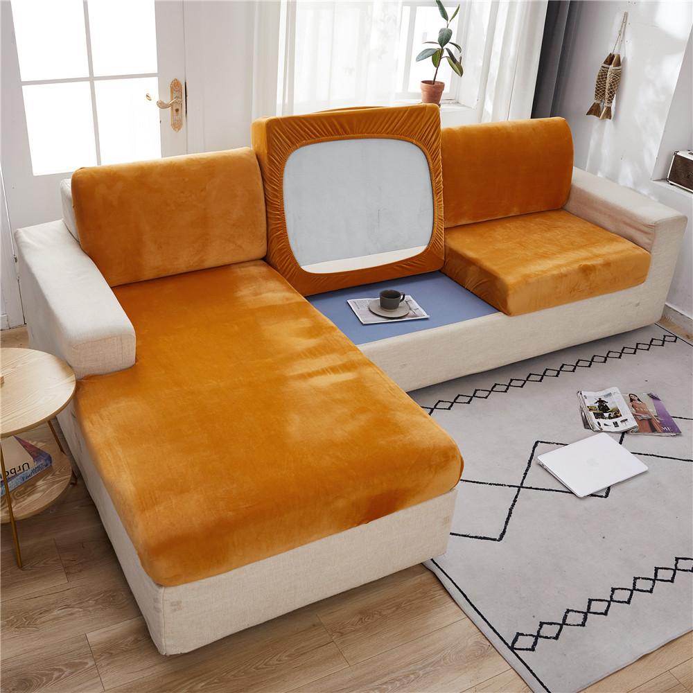 European Soft Plush Sofa Cushion Cover All-inclusive High Elastic Coral Fleece Universal Slipcover 1/2/3 Seater Couch Covers