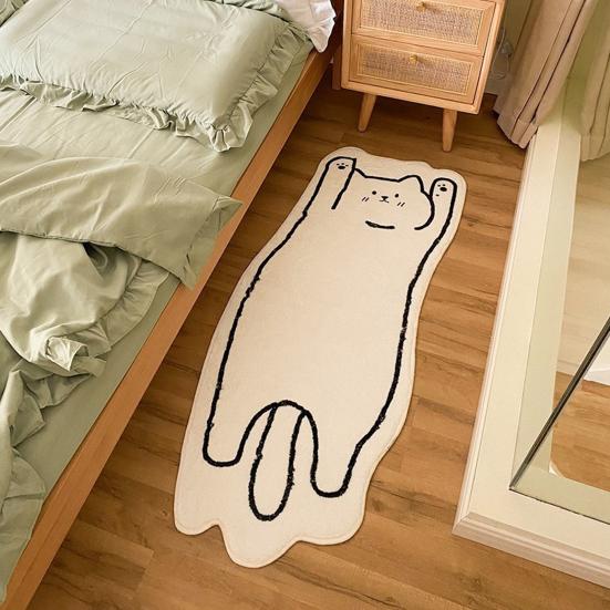 Cartoon Animal Carpet Imitation Cashmere Bedroom Rug Anti-Slip Cat Dog Floor Mat for Living Room Nursery Children's Room
