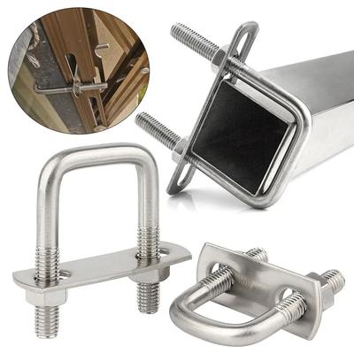 2Sets Durable Iron Square Clamp With Baffle Right Angle U-bolt Pipe U-clamp Screw M6 Squa Bolt