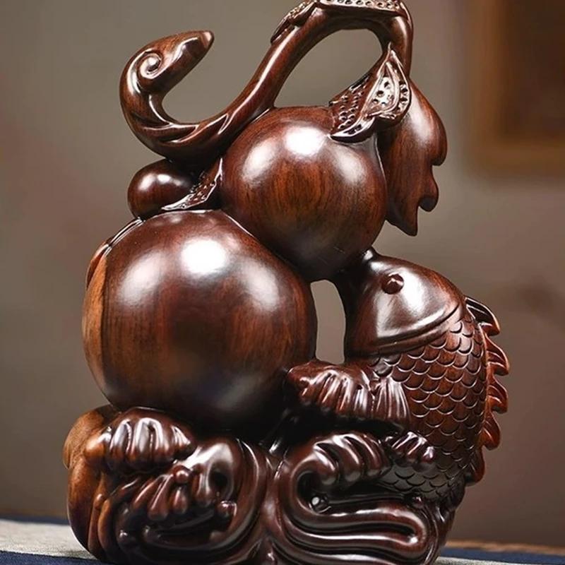 Black Sandalwood Abundant Fortune Ornament Woodiness Gourd Ornament A Birthday Present Home Living Room Office Decoration