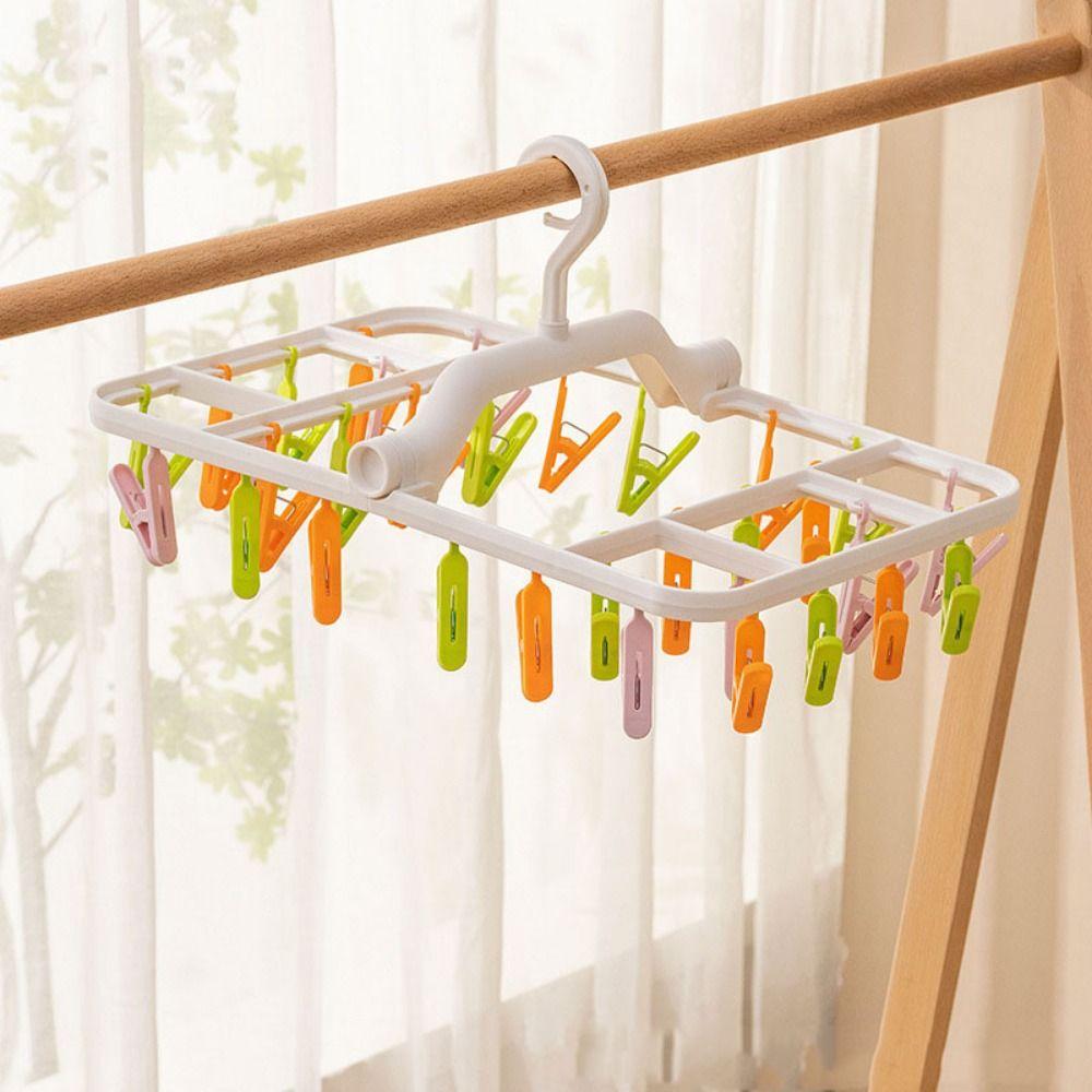 Foldable Socks Clip 20 Clips/32 Clips Laundry Clip Practical Underwear Drying Rack  for Home
