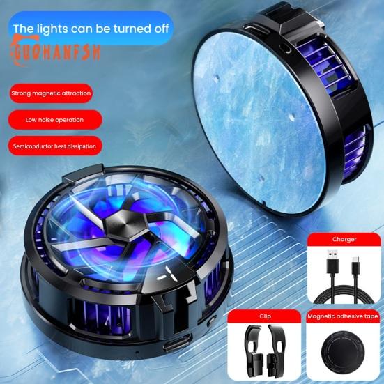 

Кулер для телефона с дисплеем температуры Магнитная RGB-подсветка Регулируемый эффективный охлаждающий радиатор Игровой аксессуар для телефона