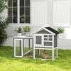 Multi-Equipped Rabbit Hutch Cage: Upper House with Ramp, Droppings Tray, Window + Outdoor Run
