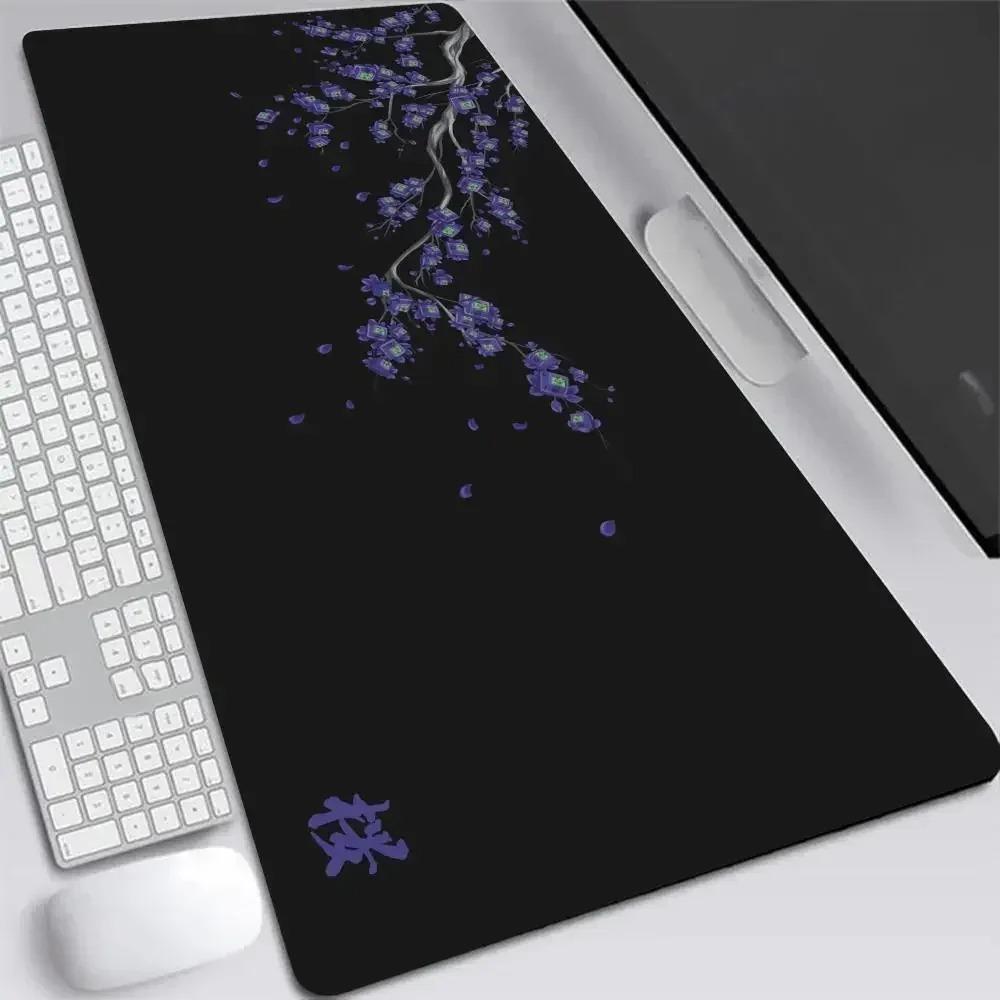 Podložka pod myš Japonská třešeň XXL Šedá Laptopy Herní podložka na stůl Sakura Podložka pod myš Anime Kancelář Hráč Klávesnice Počítačový stůl Koberec