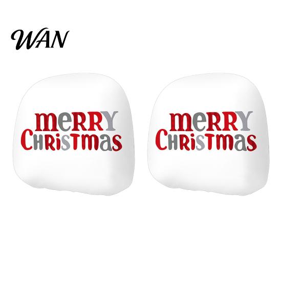 Funny Christmas Car Prints 2Pcs Headrest Covers, Elastic Holiday Printed Head Rest Cover, Fabric Seat Accessories Auto Pillow Protector for