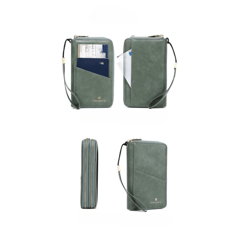New RFID Anti-theft Passport Bag, Multi-functional Storage ID Bag, Long Double Zipper Messenger Passport Bag.
