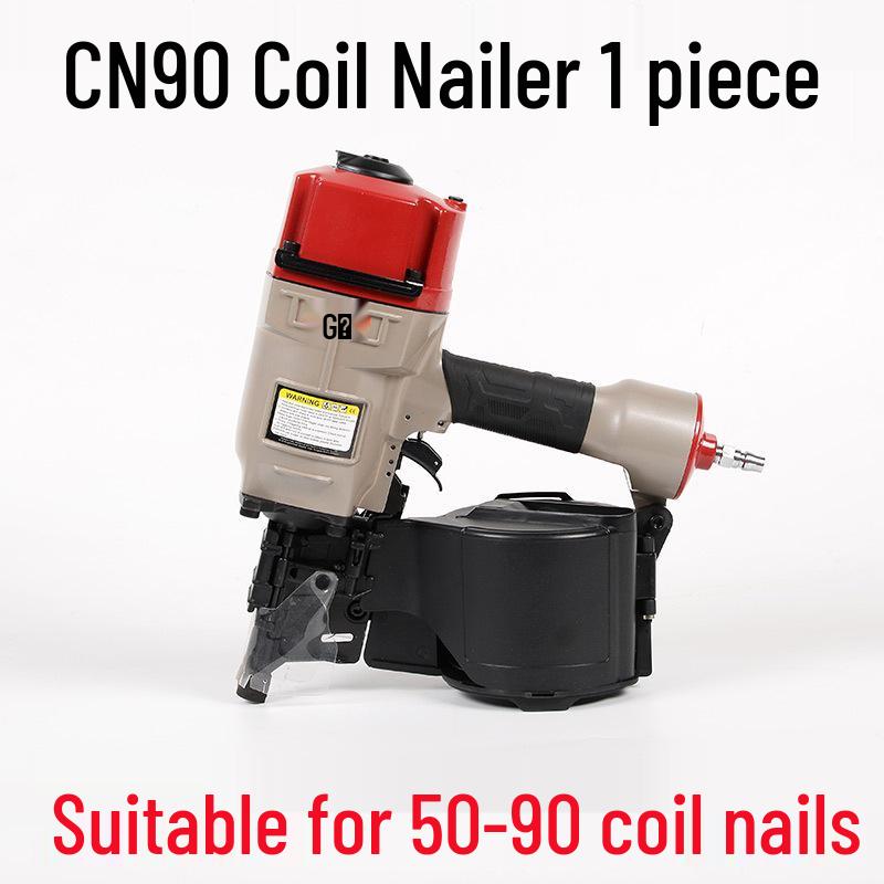 Pneumatic Coil Nailer: CN55, CN70, CN80 for Packaging, Pallets, Box Nailing with Threaded and Smooth Shank Nails.