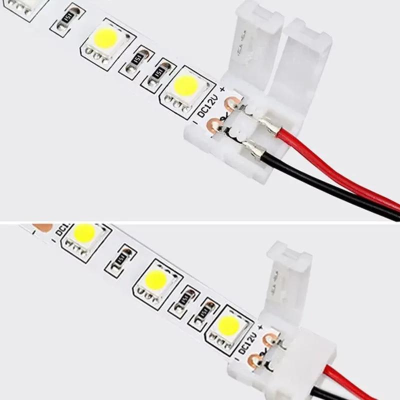 40/50/100PCS 2Pin Connector 8mm 10mm LED Light Conector No Soldering Power Wire Connector for 5050 2835 Single Color Strip Light