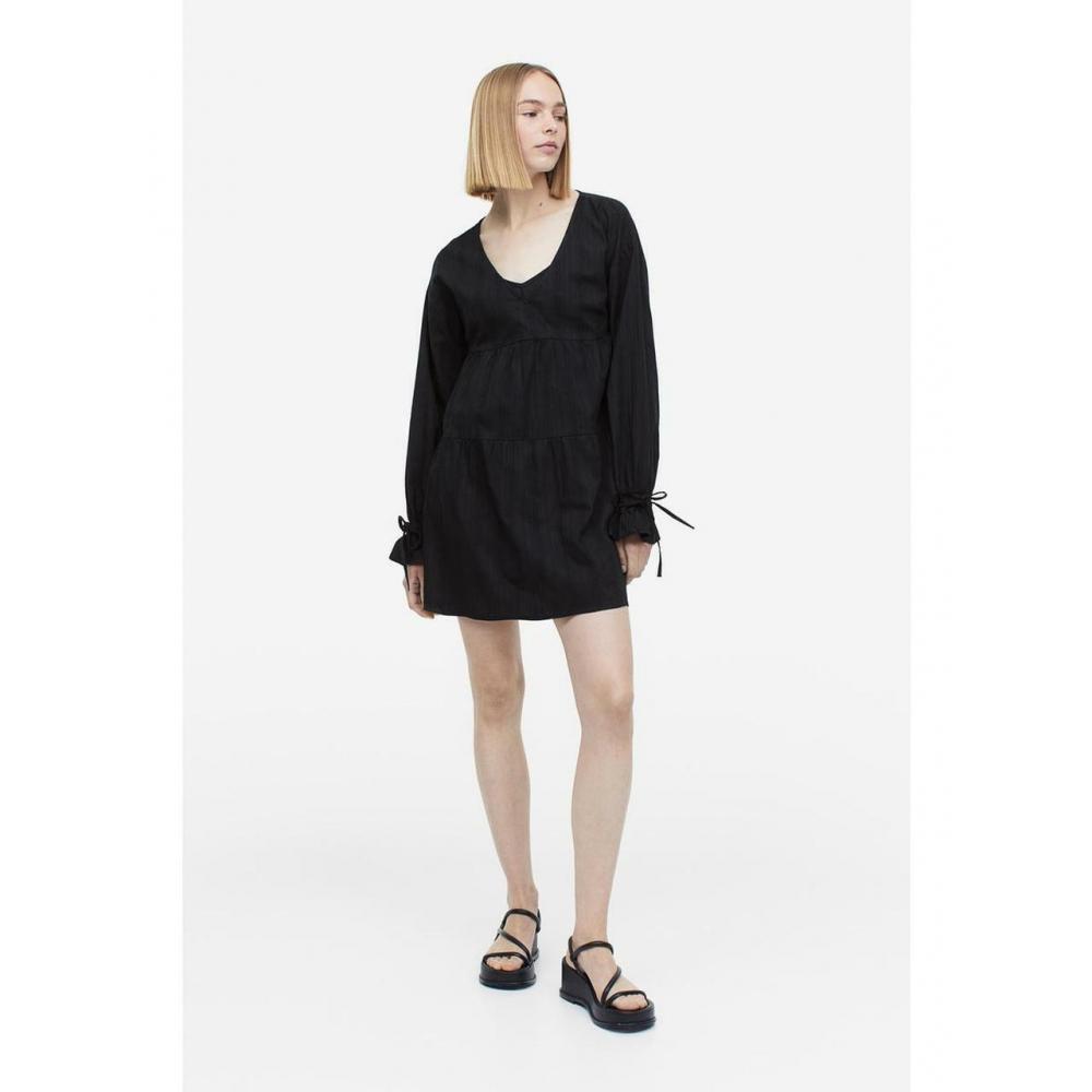

H&M платье-туника с кулиской, черное 1180370001