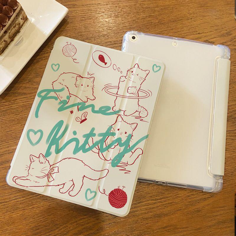 

Для iPad Gen10 2022 высококачественный чехол для планшета Cute line cat для ipad Air10.5 mini4/5 ipad10.2 2021/20/19 силиконовый мягкий чехол из искусственной кожи с мягкой задней крышкой