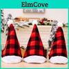 Stylish Red And Black Plaid Fabric Christmas Hat With White Pom Poms For All Ages
