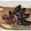 2026Spring Retro Designer Women Mary Jane Shoes New Round Toe Shallow Chunky Heel Shoes Metal Buckle Non-slip Block Heel Pumps