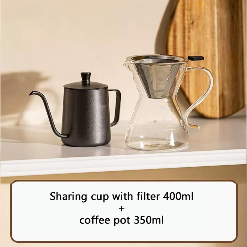 YWDL Hand Brewed Coffee Pot Set Home Ice Drip Sharing Pot With Filters Kitchen Coffeware Pour Over Coffee Drip Kettle