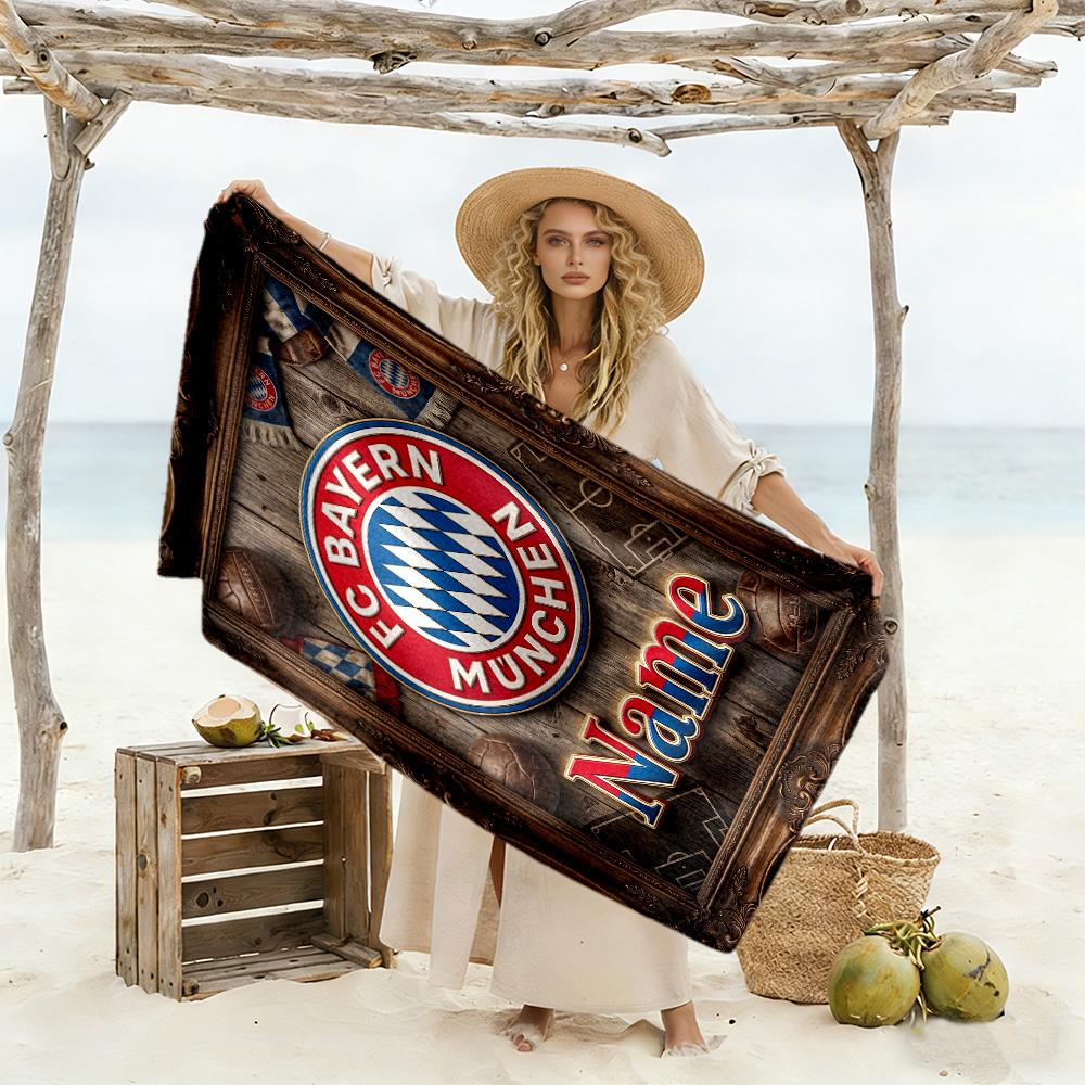 Dynamic Soccer Celebration Customize Your Name Beach Towel Soft Durable Quick-Dry