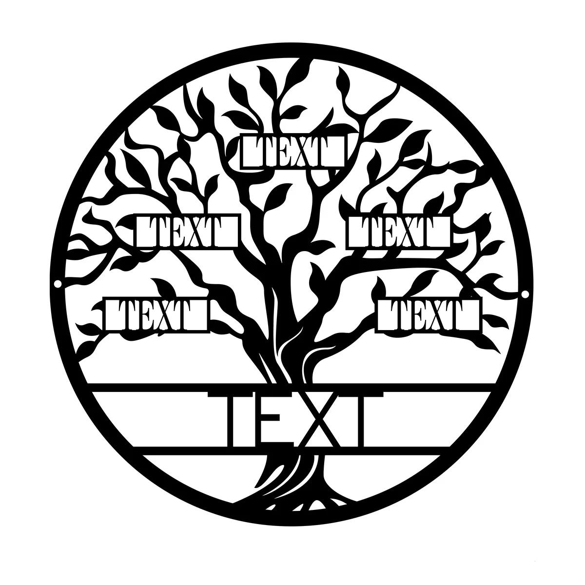 Custom Metal Sign Family Tree Wall Art Decor чёрный