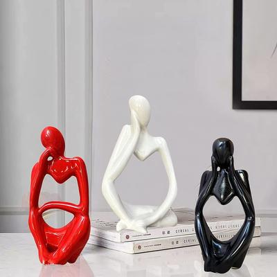 Denker-Dekorationsstatuen für die Inneneinrichtung (3er-Pack, Schwarz, Rot & Weiß)