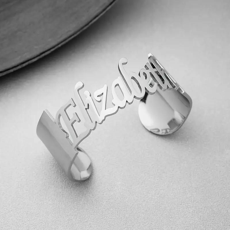 

Custom Big Size Name Cuff Bracelet For Women Personalized Letter Wide Bangle Women s Fashion Jewelry Gold Color Stainless Steel