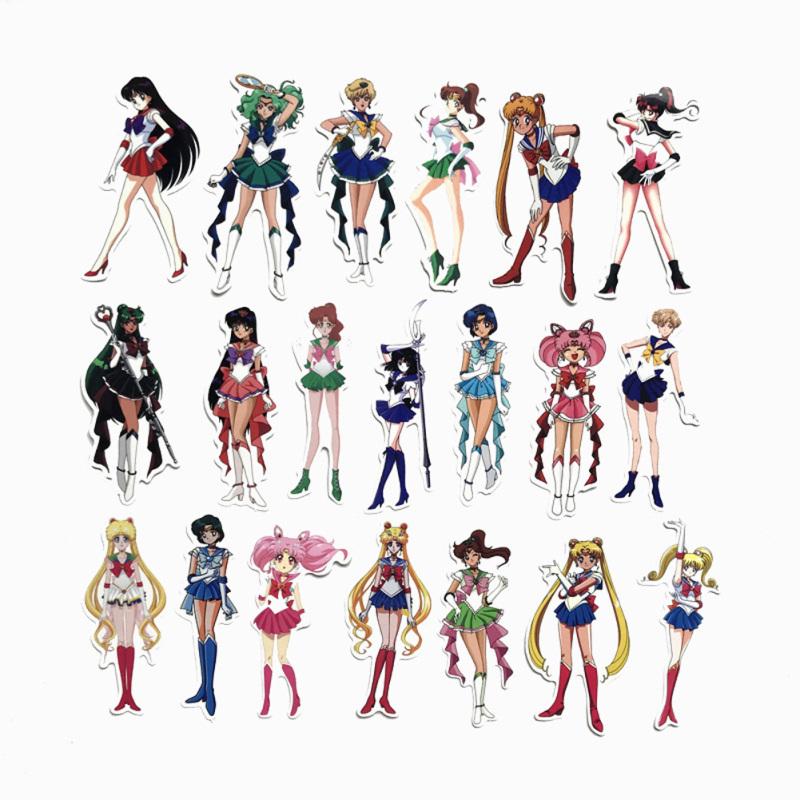 POTAN 75pcs Sailor Moon Suitcase Stickers Cute Cartoon Computer Laptop Skateboard Paster