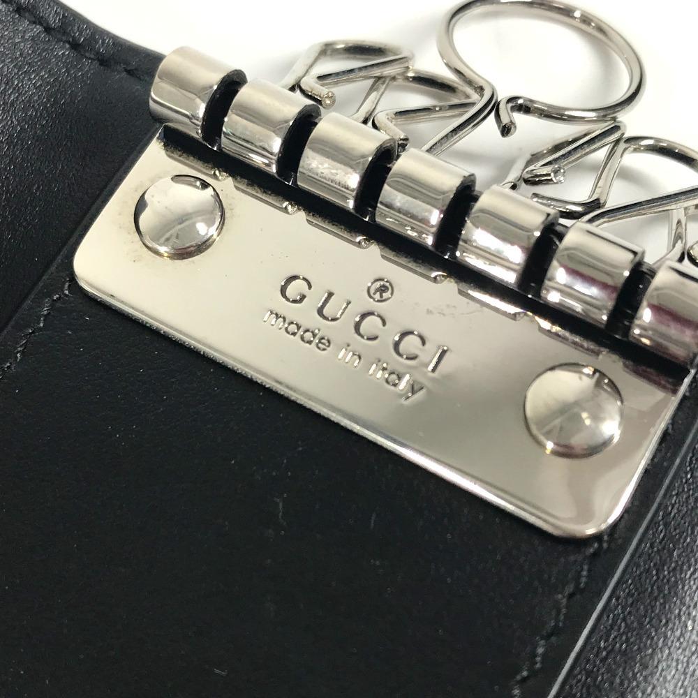 Gucci 625565 GG Embossed Logo 6P Keys with Key Ring  Key Case Leather Black
