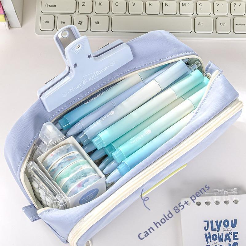 Simple Large-capacity Pencil Case, High-value Double-layer Stationery Case, Girls' Male Korean Pencil Case, Stationery Bag.