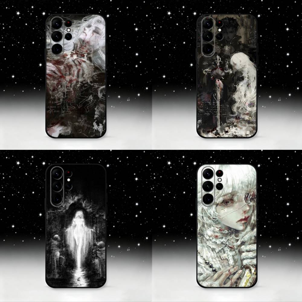 Sword White Hair Witch Phone Case For Samsung S25,S24,S21,S22,S23,S30,Ultra,S20,Plus,Fe,Lite,Note,10,9,5G Black Cover