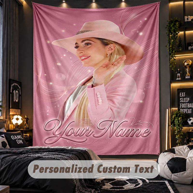 Personalized Wall Tapestry,Lady Gaga Custom Printed Name, Fabric Wall Art For Indoor Room Backdrop