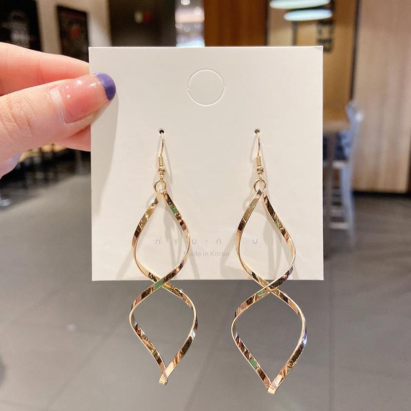 Spiral Wave Curve Earrings Women Minimalist Personality Statement Earrings Drop Earrings Women Jewelry