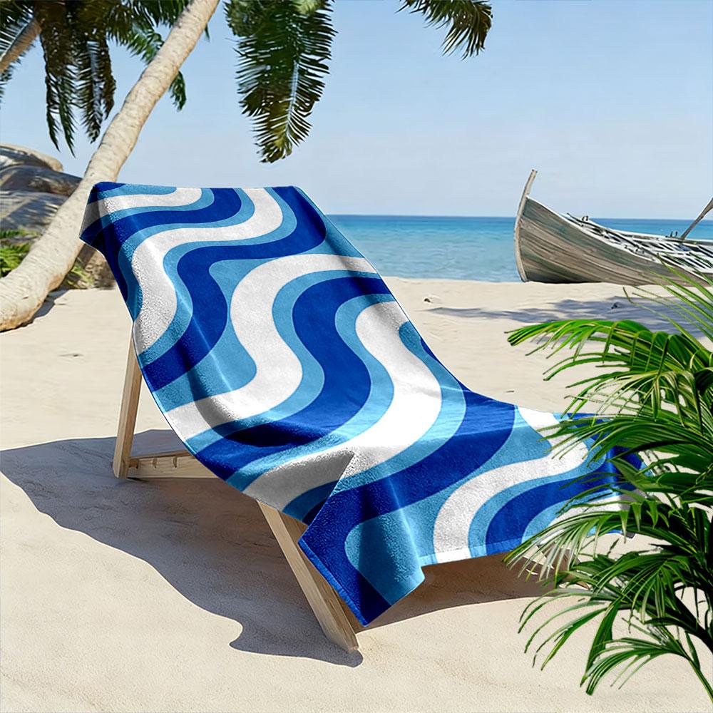 Blue and White Wave Pattern A must-have beach towel for beach travel
